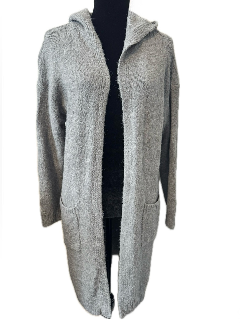 ENTRO Gray Long Open Front Cardigan Sweater Size M